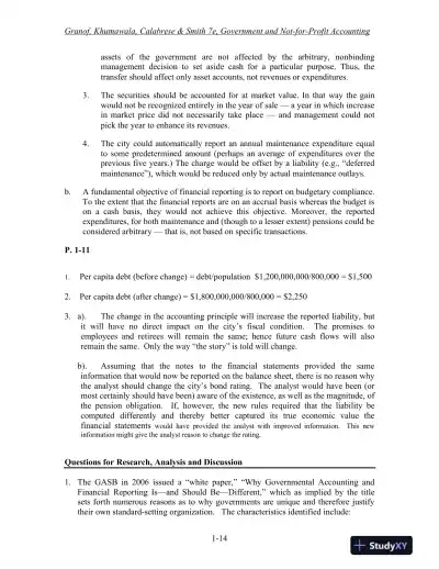Government and Not-for-Profit Accounting, Binder Ready Version: Concepts and Practices, 7th Edition Solution Manual - Page 15 preview image