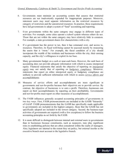 Government and Not-for-Profit Accounting, Binder Ready Version: Concepts and Practices, 7th Edition Solution Manual - Page 3 preview image