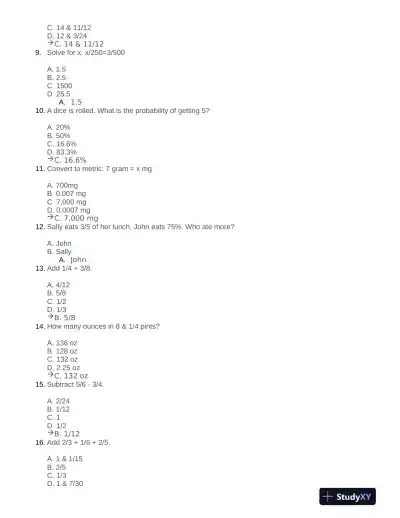 HESI Mathematics Practice Exam With Answers (55 Solved Questions) - Page 3 preview image