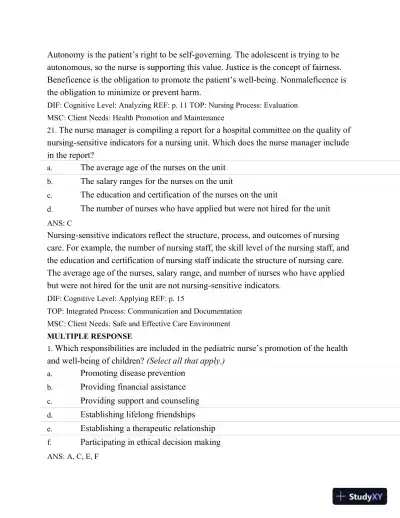 Test Bank For Wongs Nursing Care Of Infants And Children, 10th Edition - Page 11 preview image