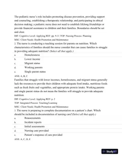 Test Bank For Wongs Nursing Care Of Infants And Children, 10th Edition - Page 12 preview image