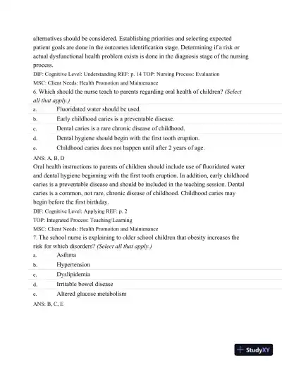 Test Bank For Wongs Nursing Care Of Infants And Children, 10th Edition - Page 14 preview image