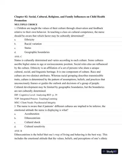 Test Bank For Wongs Nursing Care Of Infants And Children, 10th Edition - Page 18 preview image