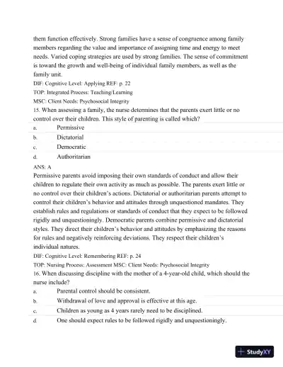 Test Bank For Wongs Nursing Care Of Infants And Children, 10th Edition - Page 25 preview image