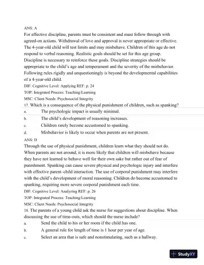 Test Bank For Wongs Nursing Care Of Infants And Children, 10th Edition - Page 26 preview image