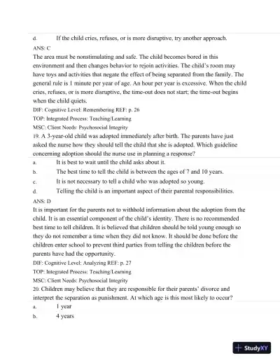 Test Bank For Wongs Nursing Care Of Infants And Children, 10th Edition - Page 27 preview image