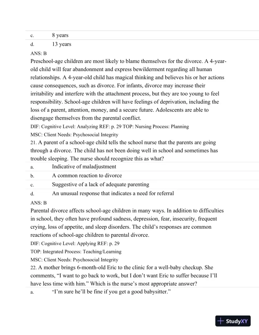 Test Bank For Wongs Nursing Care Of Infants And Children, 10th Edition, page 28