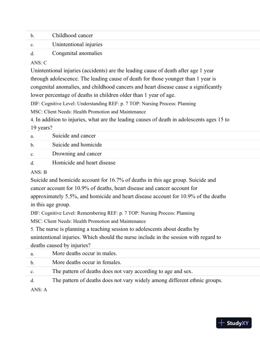 Test Bank For Wongs Nursing Care Of Infants And Children, 10th Edition, page 3