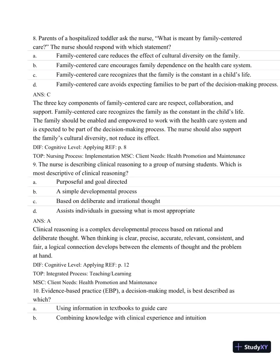 Test Bank For Wongs Nursing Care Of Infants And Children, 10th Edition, page 5