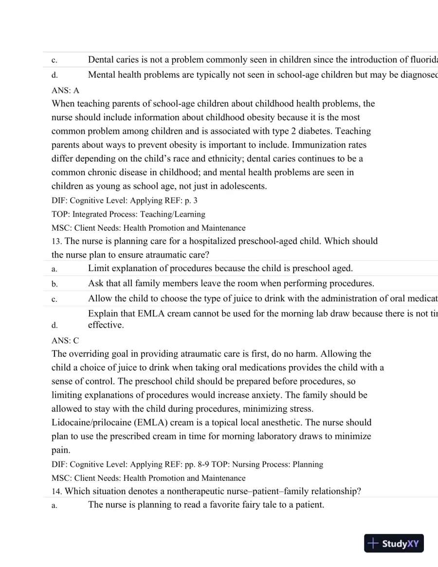 Test Bank For Wongs Nursing Care Of Infants And Children, 10th Edition, page 7