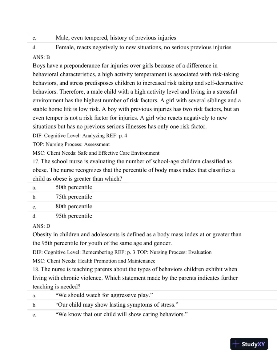 Test Bank For Wongs Nursing Care Of Infants And Children, 10th Edition, page 9