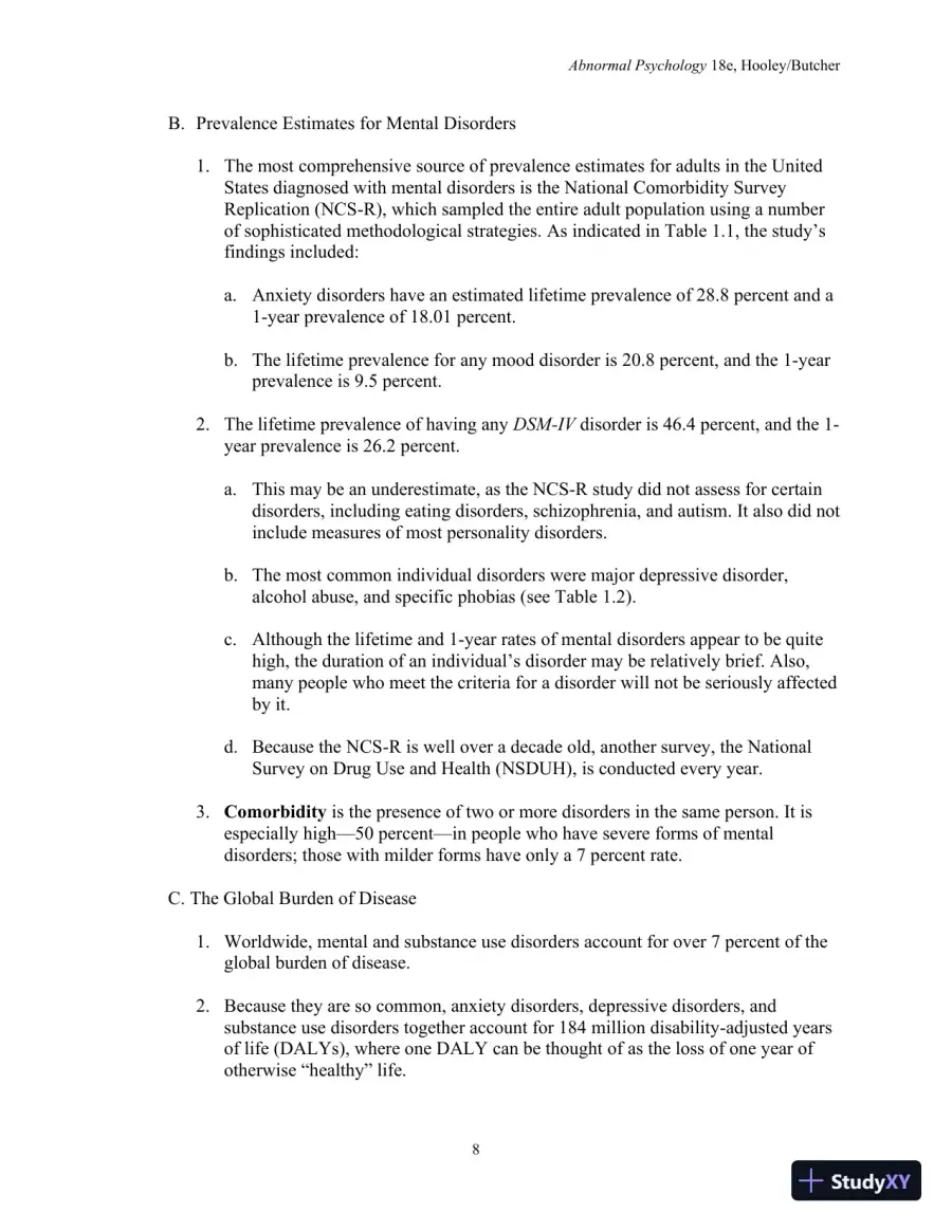 Lecture Notes For Abnormal Psychology, 18th Edition, page 10