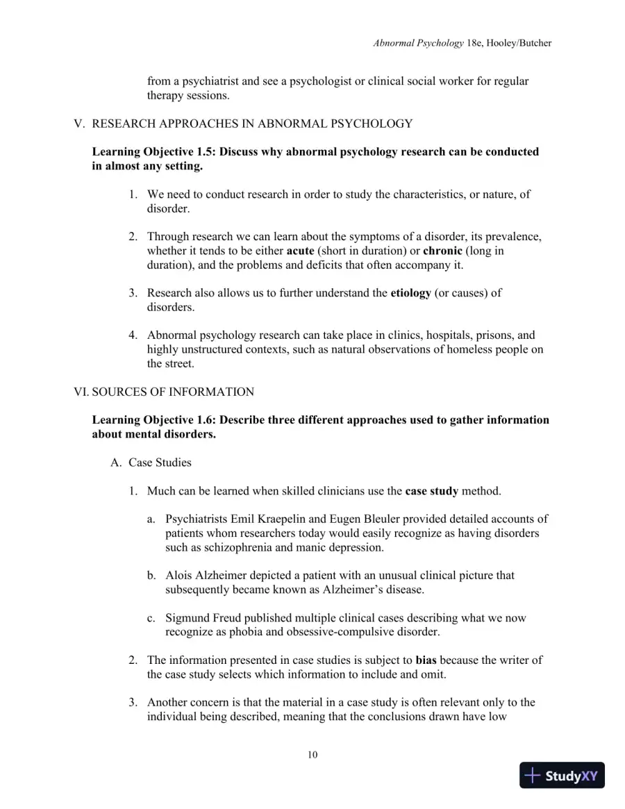 Lecture Notes For Abnormal Psychology, 18th Edition, page 12