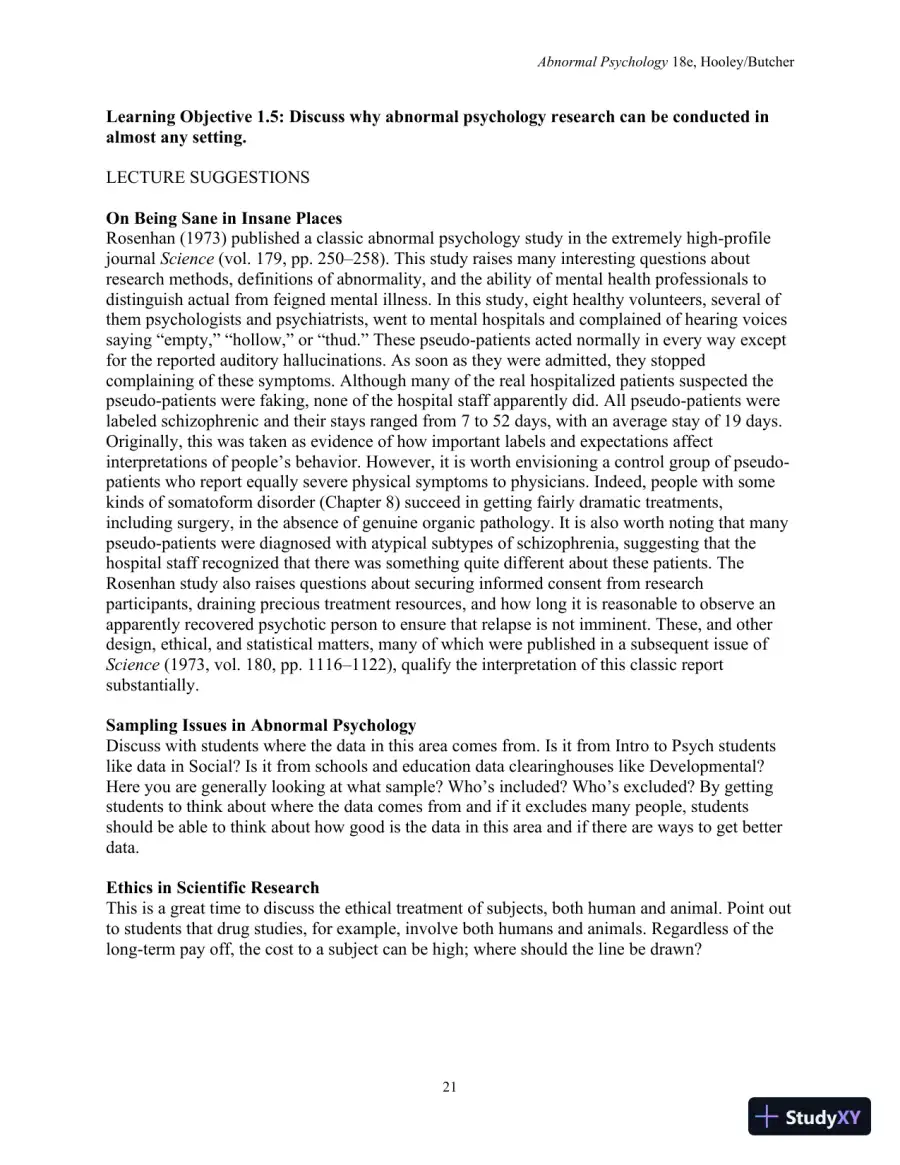 Lecture Notes For Abnormal Psychology, 18th Edition, page 23