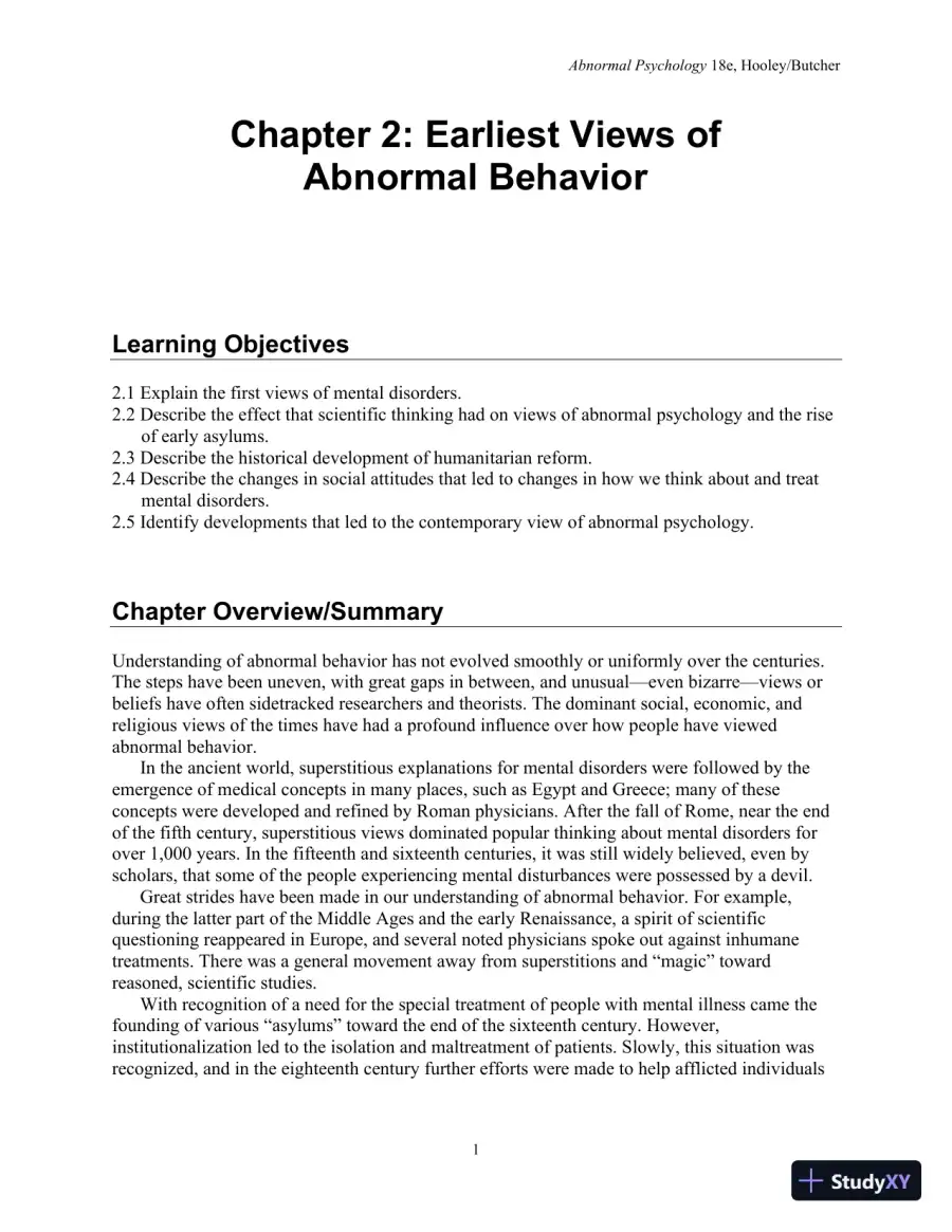 Lecture Notes For Abnormal Psychology, 18th Edition, page 27