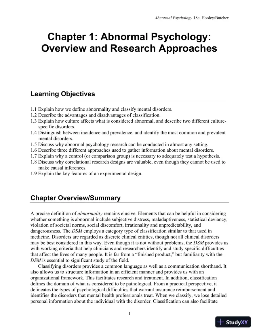 Lecture Notes For Abnormal Psychology, 18th Edition, page 3