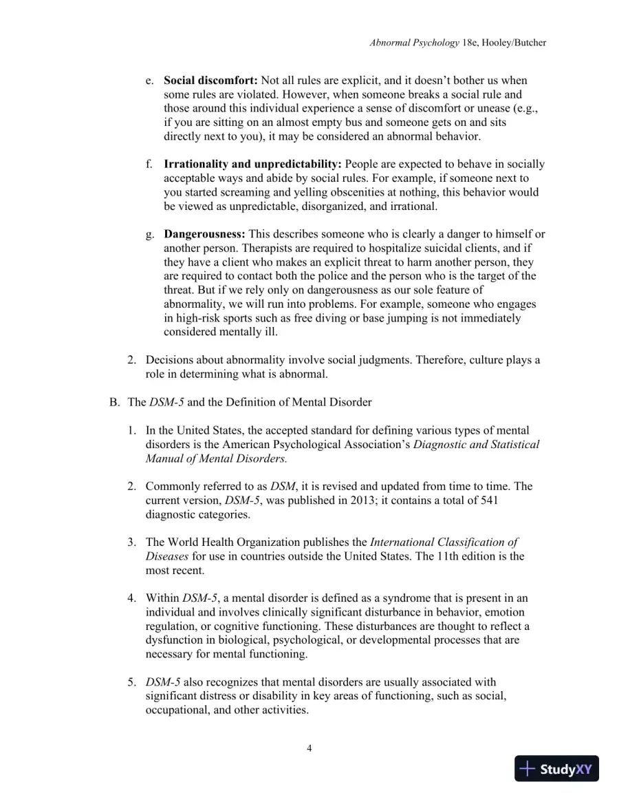 Lecture Notes For Abnormal Psychology, 18th Edition, page 6