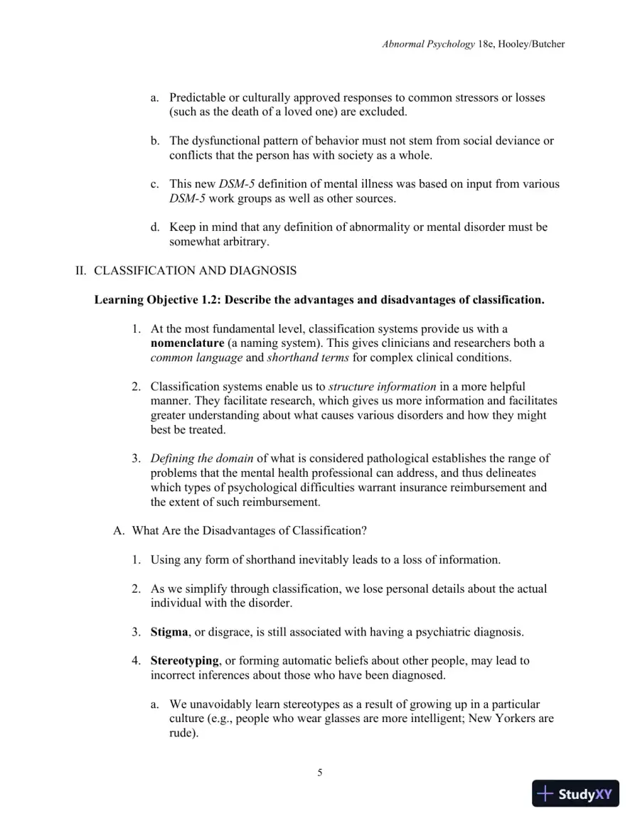 Lecture Notes For Abnormal Psychology, 18th Edition, page 7