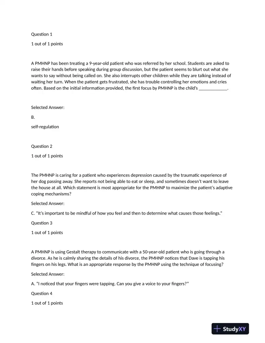 NRNP6640 Psychotherapy Final Exam With Answers (76 Solved Questions), page 3