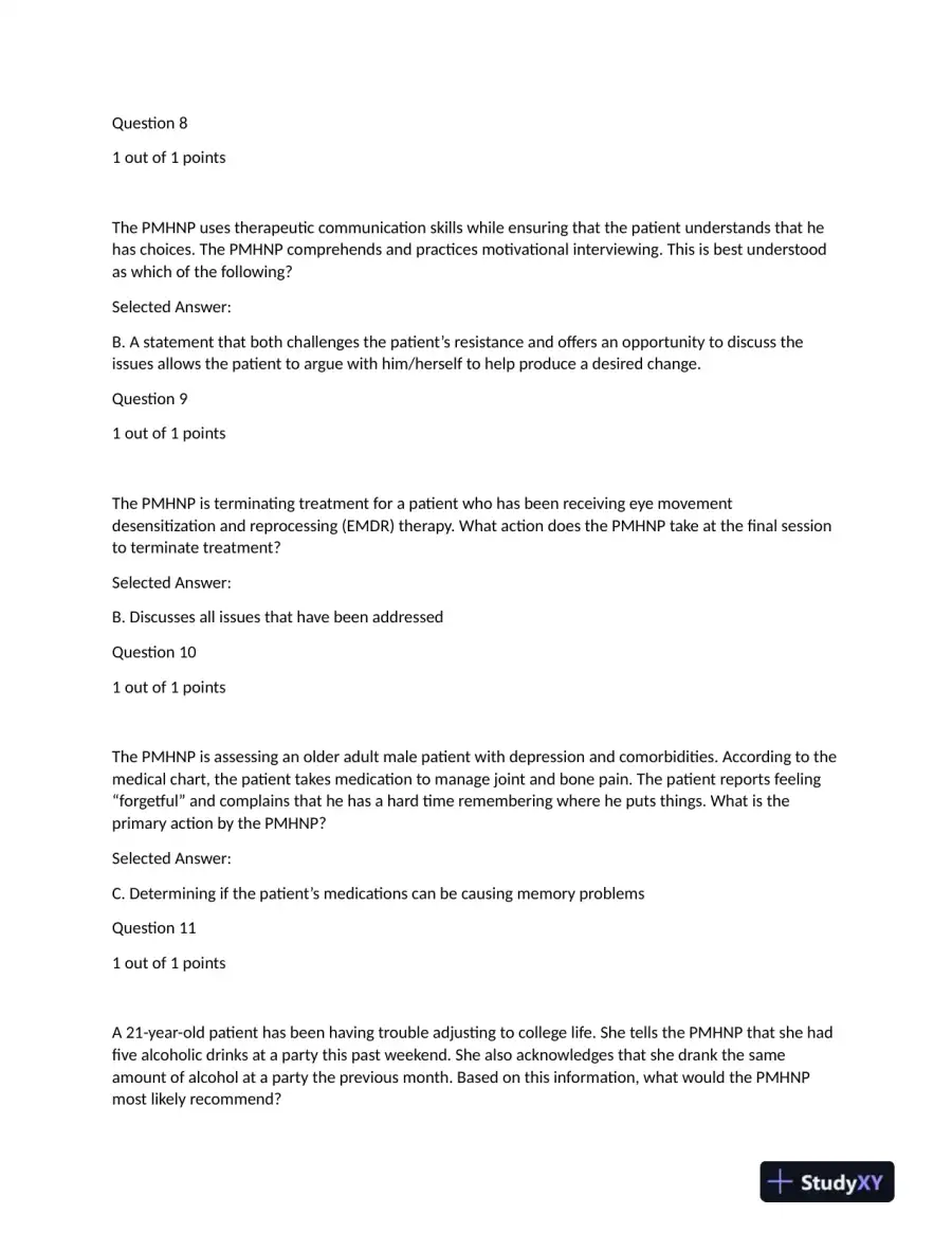 NRNP6640 Psychotherapy Final Exam With Answers (76 Solved Questions), page 5