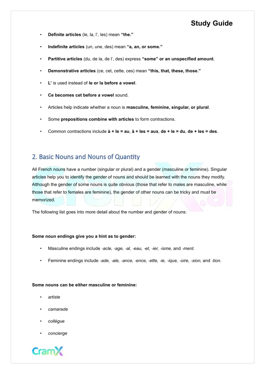 French II – Articles Nouns Pronouns, page 3