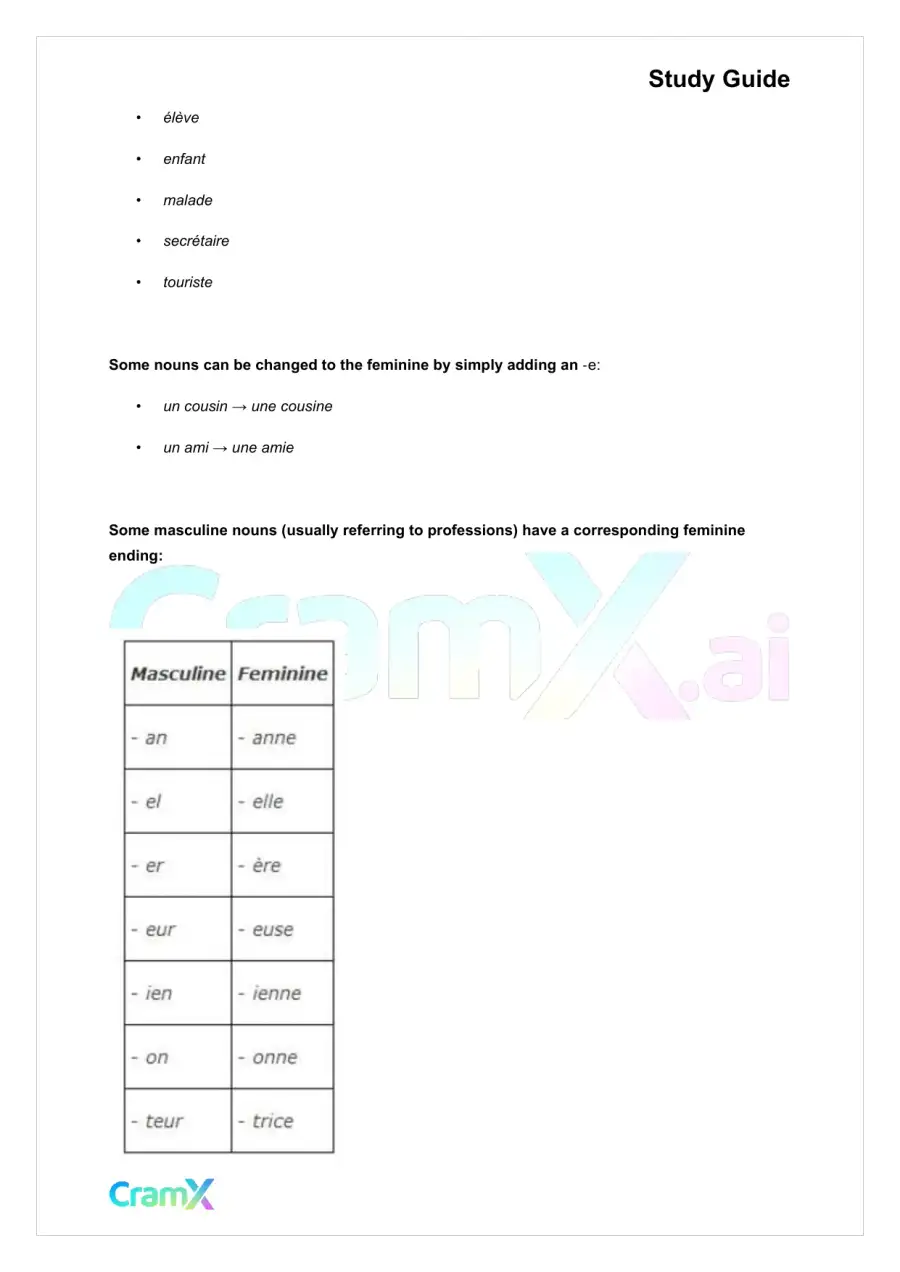 French II – Articles Nouns Pronouns, page 4