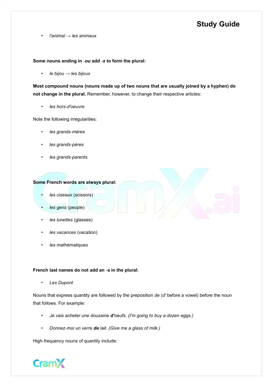 French II – Articles Nouns Pronouns, page 6