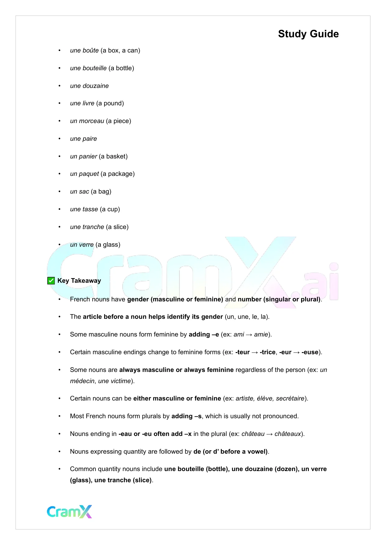 French II – Articles Nouns Pronouns - Page 7 preview image