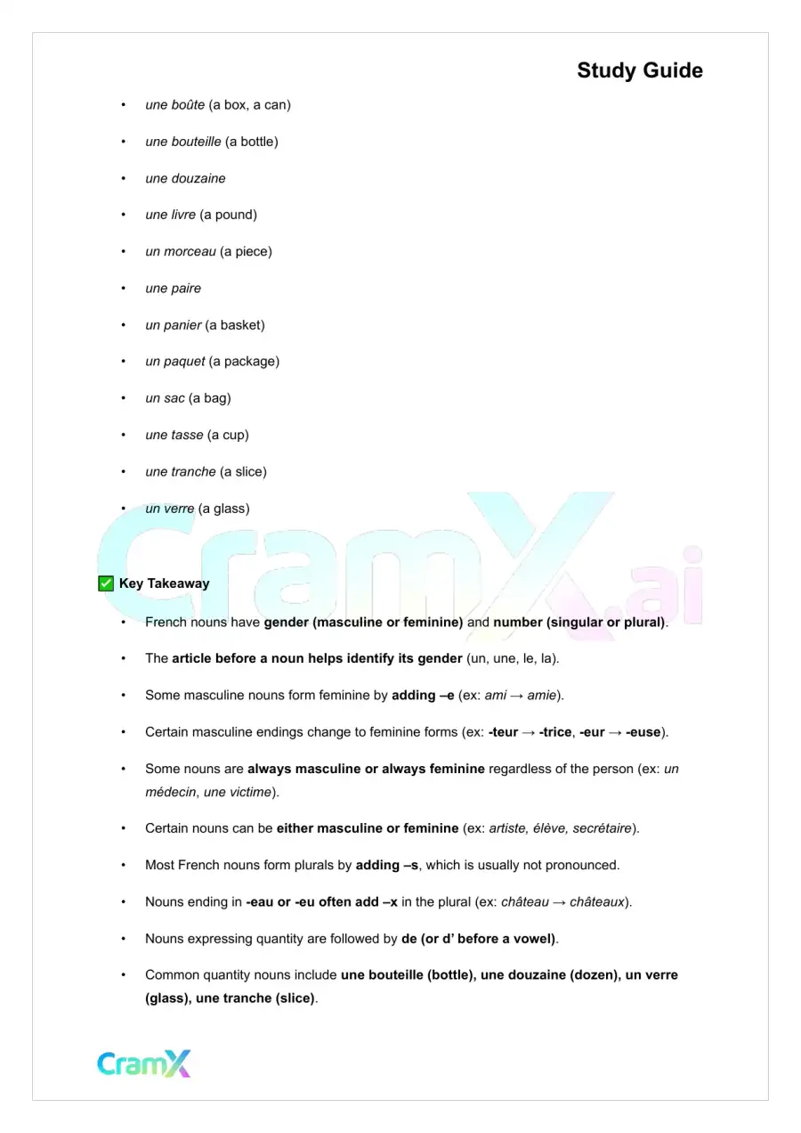 French II – Articles Nouns Pronouns, page 7