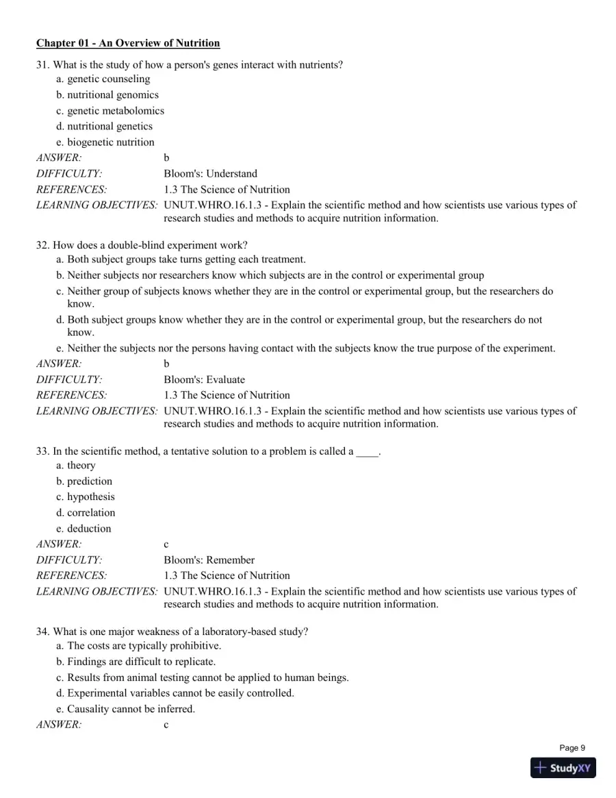 Test Bank For Understanding Nutrition: Dietary Guidelines Update 14th Edition Test Bank, page 10