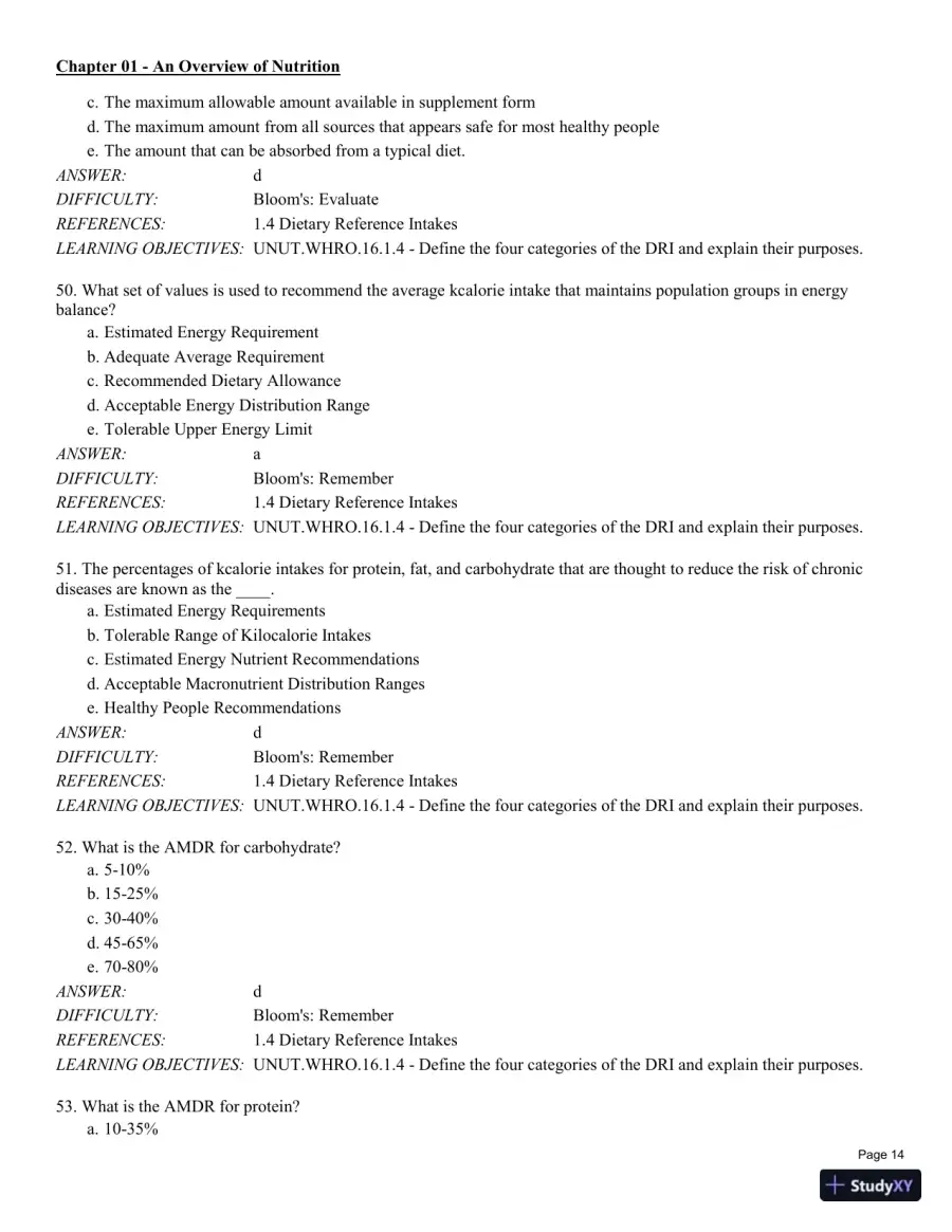 Test Bank For Understanding Nutrition: Dietary Guidelines Update 14th Edition Test Bank, page 15