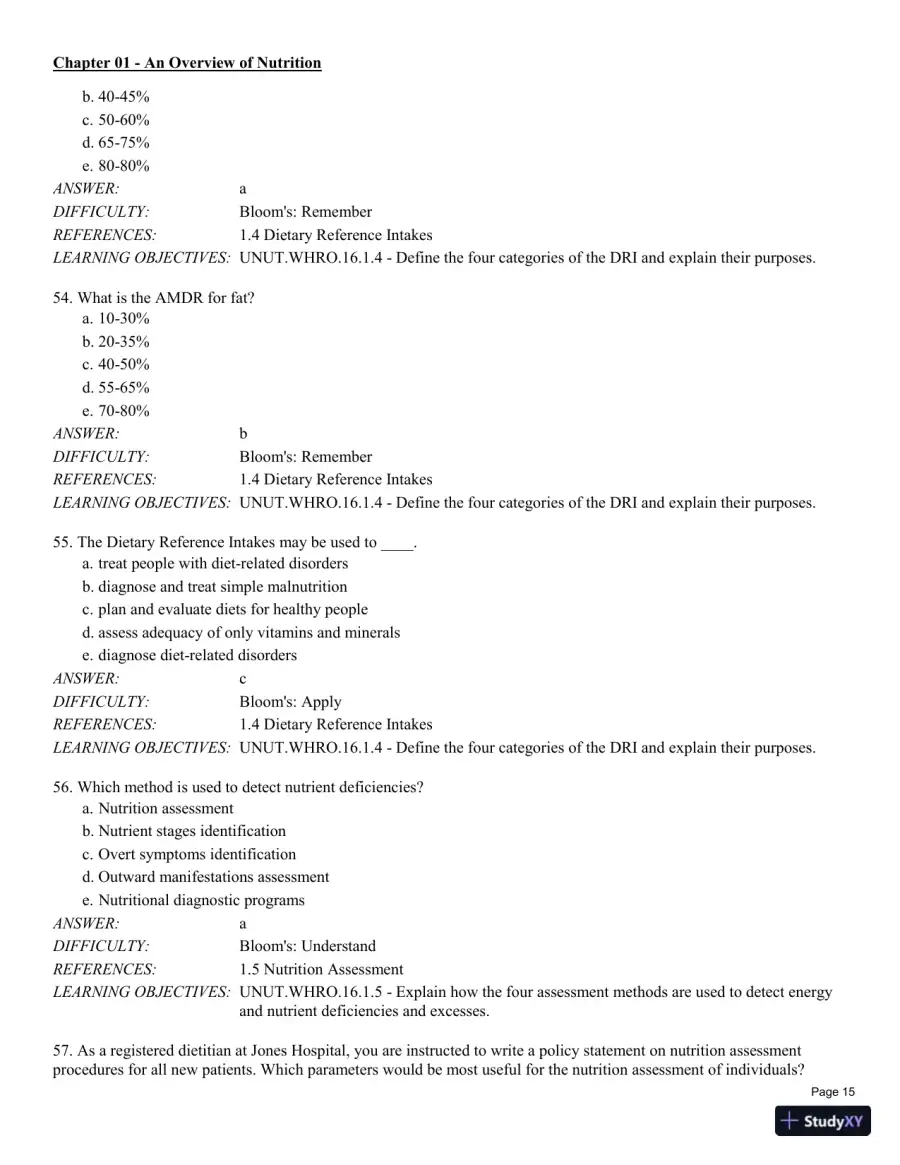 Test Bank For Understanding Nutrition: Dietary Guidelines Update 14th Edition Test Bank, page 16