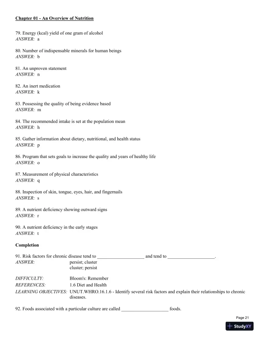Test Bank For Understanding Nutrition: Dietary Guidelines Update 14th Edition Test Bank, page 22