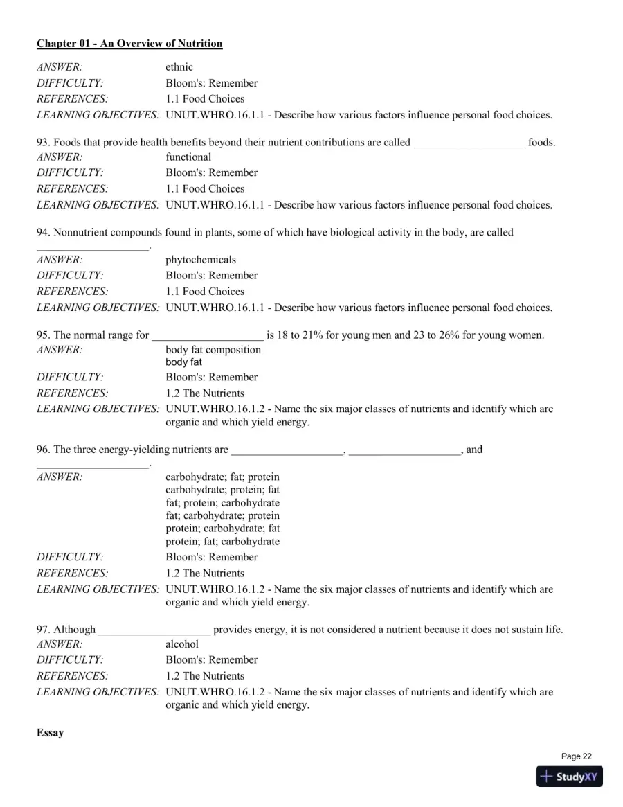 Test Bank For Understanding Nutrition: Dietary Guidelines Update 14th Edition Test Bank, page 23
