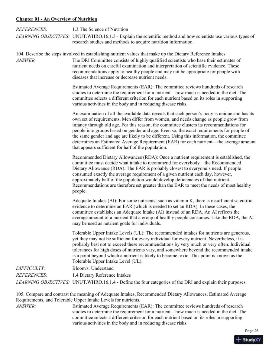 Test Bank For Understanding Nutrition: Dietary Guidelines Update 14th Edition Test Bank, page 27