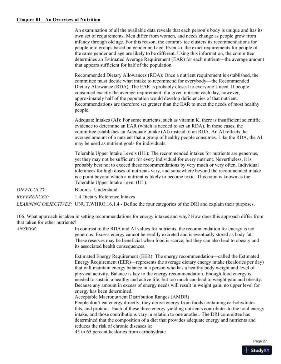 Test Bank For Understanding Nutrition: Dietary Guidelines Update 14th Edition Test Bank, page 28