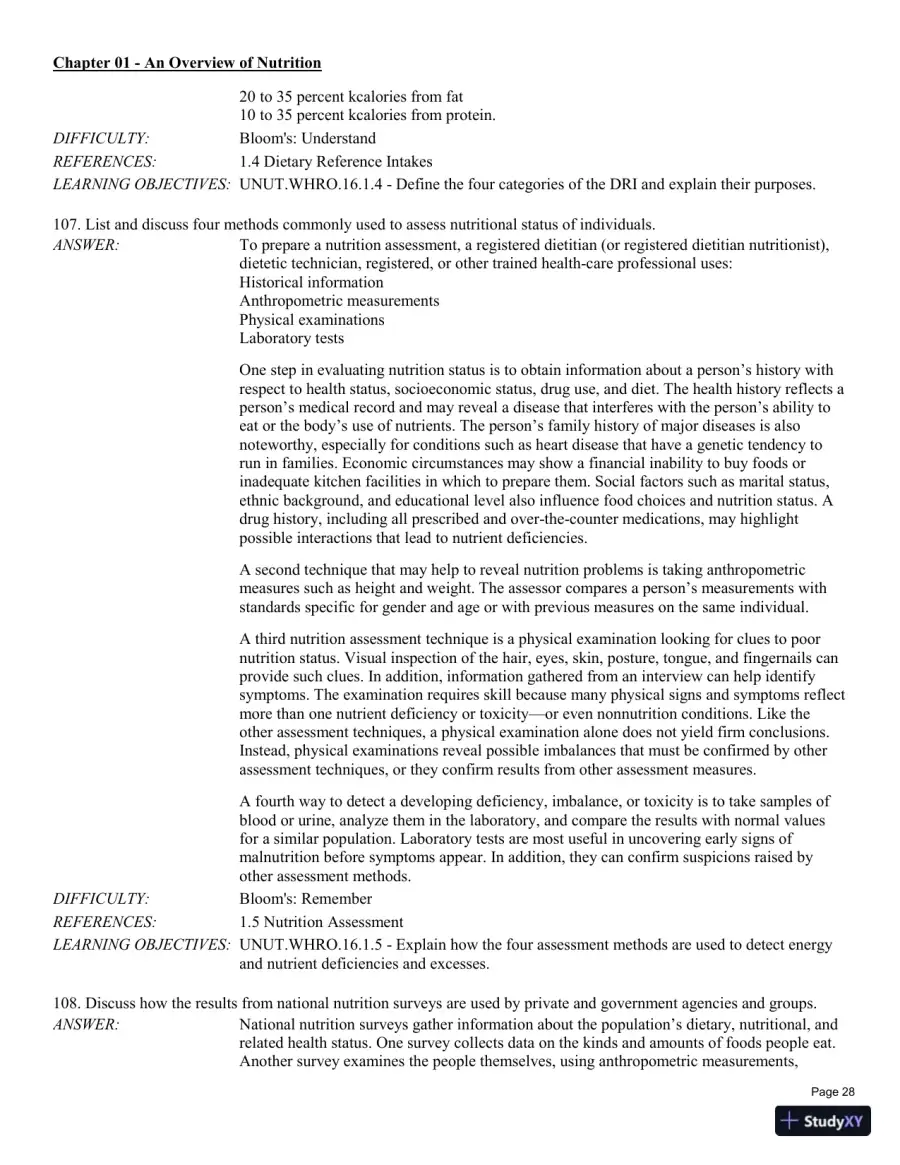Test Bank For Understanding Nutrition: Dietary Guidelines Update 14th Edition Test Bank, page 29