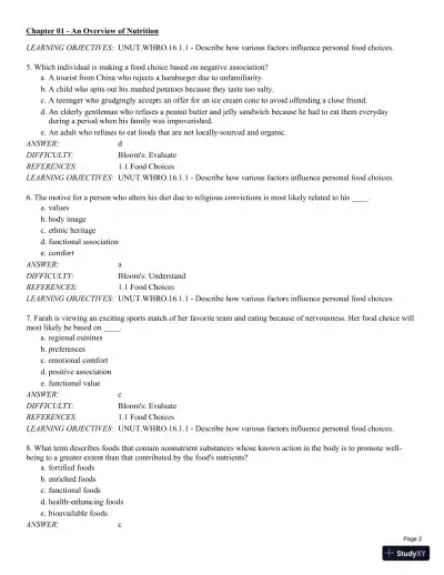 Test Bank For Understanding Nutrition: Dietary Guidelines Update 14th Edition Test Bank - Page 3 preview image