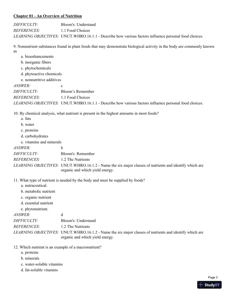Test Bank For Understanding Nutrition: Dietary Guidelines Update 14th Edition Test Bank, page 4