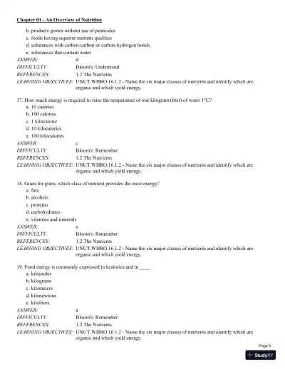 Test Bank For Understanding Nutrition: Dietary Guidelines Update 14th Edition Test Bank - Page 6 preview image
