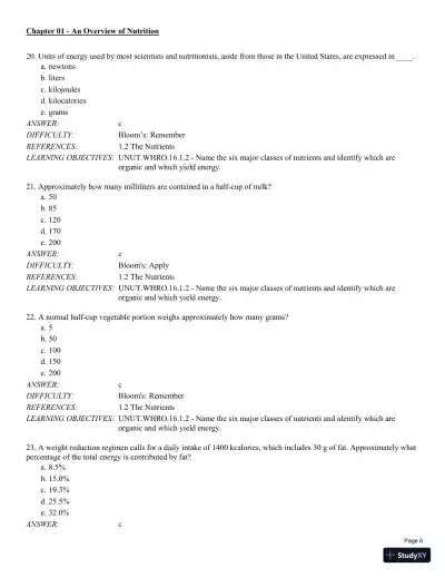 Test Bank For Understanding Nutrition: Dietary Guidelines Update 14th Edition Test Bank - Page 7 preview image