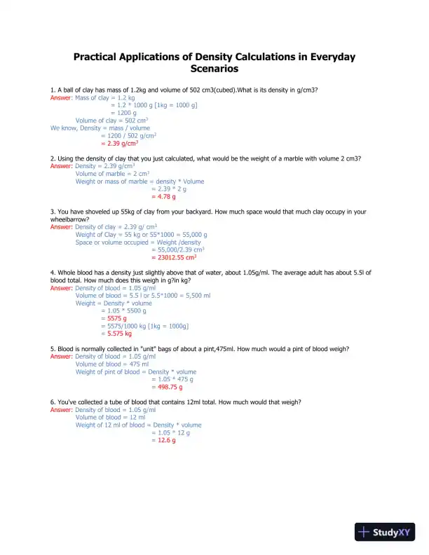 Practical Applications Of Density Calculations In Everyday Scenarios - Page 1 preview image