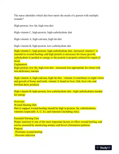 2024 KAPLAN Fundamentals of Nursing Practice Exam With Answers (890 Solved Questions) - Page 3 preview image