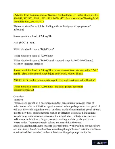 2024 KAPLAN Fundamentals of Nursing Practice Exam With Answers (890 Solved Questions) - Page 6 preview image