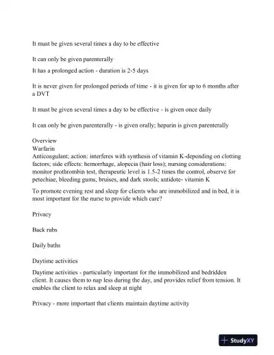 2024 KAPLAN Fundamentals of Nursing Practice Exam With Answers (890 Solved Questions) - Page 8 preview image