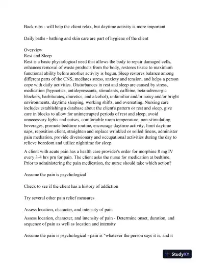 2024 KAPLAN Fundamentals of Nursing Practice Exam With Answers (890 Solved Questions) - Page 9 preview image