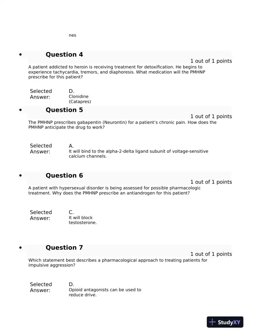 2019 NURS6630 Pharmacology Week 11 Final Exam With Answers (76 Solved Questions), page 3