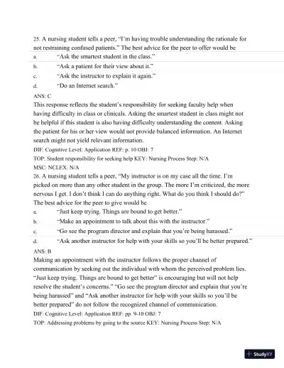 Test Bank For Success In Practical/Vocational Nursing: From Student To Leader, 7th Edition - Page 13 preview image