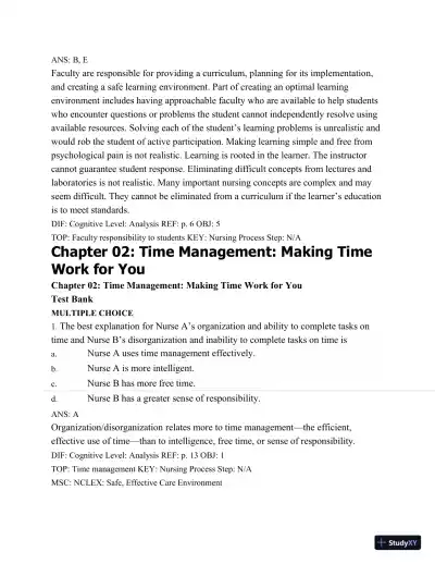 Test Bank For Success In Practical/Vocational Nursing: From Student To Leader, 7th Edition - Page 16 preview image