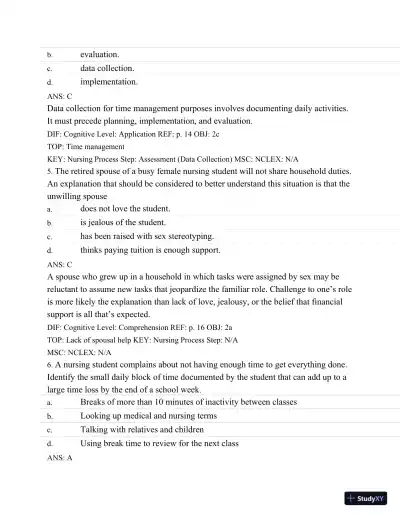 Test Bank For Success In Practical/Vocational Nursing: From Student To Leader, 7th Edition - Page 18 preview image